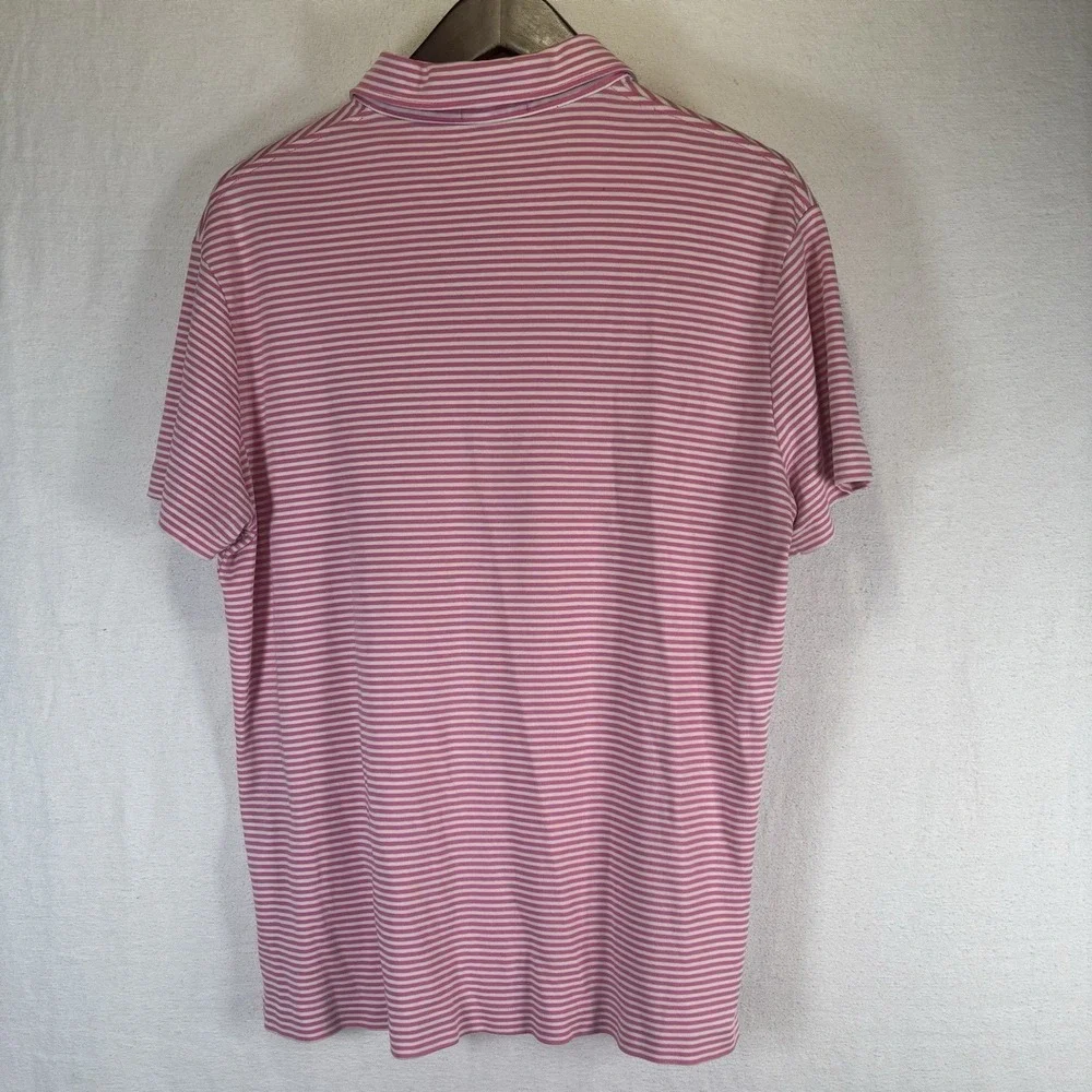 Polo Ralph Lauren Polo Shirt Men's Sz L Pink Striped Short Sleeve Pocket Beach